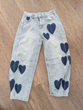 Viral Tiktok Heart Barrel Jeans Size Medium